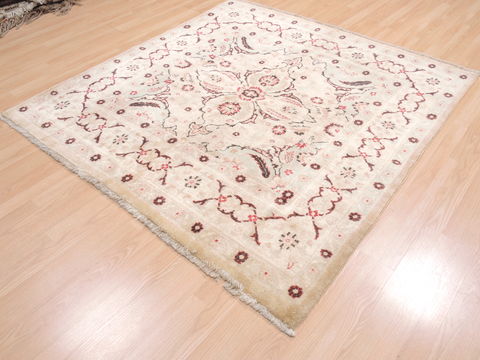 Baluch Beige Square Hand Knotted 59 X 60 Area Rug 100-110257 Image 2