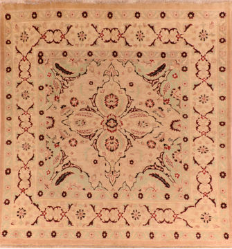 Baluch Beige Square Hand Knotted 5'9" X 6'0"  Area Rug 100-110257