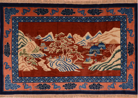 Modern Blue Hand Knotted 60 X 92 Area Rug 253-110259 Image 0