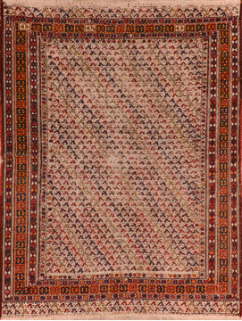 Afghan Kilim Red Rectangle 5x7 ft Wool Carpet 110260