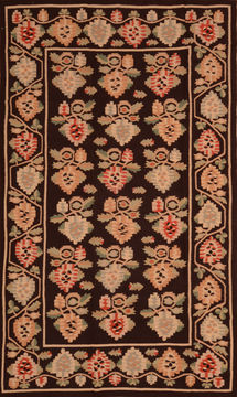 Afghan Kilim Brown Rectangle 7x10 ft Wool Carpet 110272