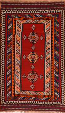 Afghan Kilim Red Rectangle 6x9 ft Wool Carpet 110285
