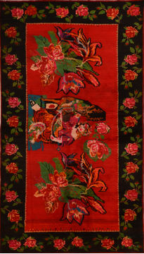 Karabakh Red Runner Hand Knotted 4'1" X 9'1"  Area Rug 100-110287