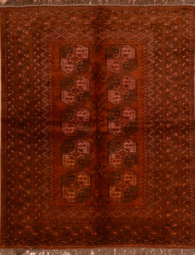 Afghan Khan Mohammadi Brown Rectangle 6x9 ft Wool Carpet 110290