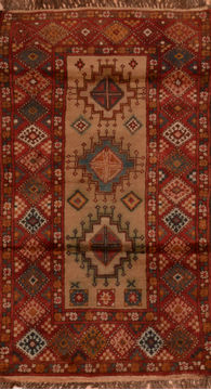 Afghan Baluch Beige Rectangle 3x5 ft Wool Carpet 110327
