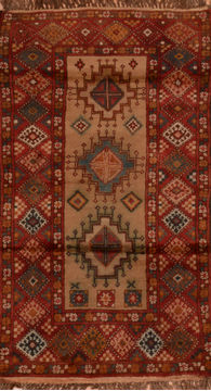 Afghan Baluch Beige Rectangle 3x5 ft Wool Carpet 110327