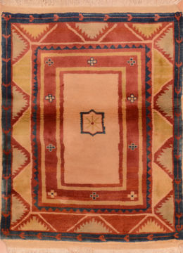 Gabbeh Multicolor Hand Knotted 3'9" X 4'9"  Area Rug 100-110329