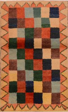 Gabbeh Beige Hand Knotted 2'8" X 4'5"  Area Rug 100-110334