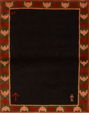 Gabbeh Red Hand Knotted 3'8" X 4'7"  Area Rug 100-110340