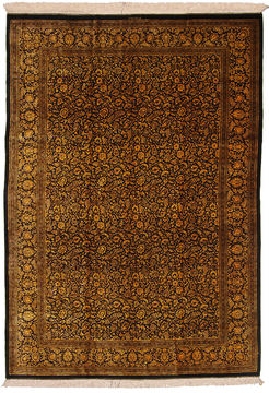 Persian Qum Yellow Rectangle 7x10 ft silk Carpet 110343