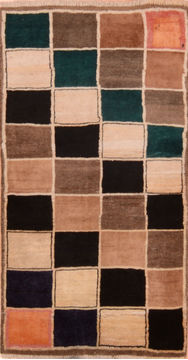 Gabbeh Beige Hand Knotted 2'2" X 4'0"  Area Rug 100-110344
