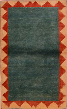 Gabbeh Green Hand Knotted 2'11" X 4'10"  Area Rug 100-110352