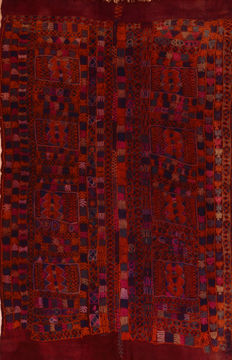 Afghan Kilim Red Rectangle 5x8 ft Wool Carpet 110363