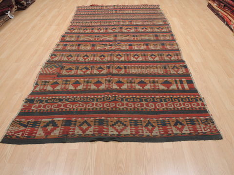 Kilim Blue Runner Flat Woven 50 X 103 Area Rug 100-110369 Image 1