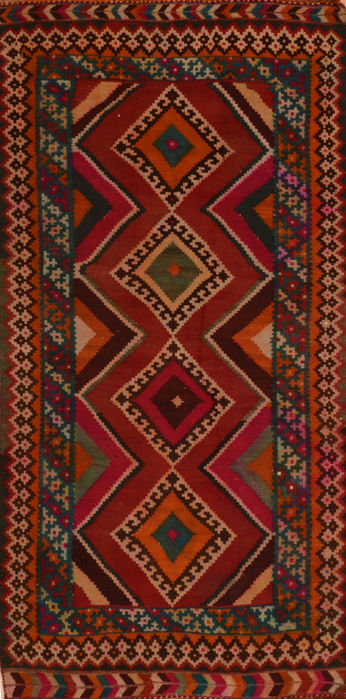 Kilim Red Runner Flat Woven 43 X 92 Area Rug 100-110377 Image 0