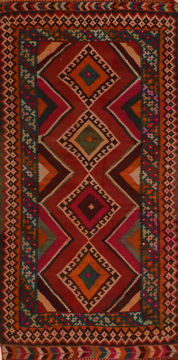 Kilim Red Runner Flat Woven 4'3" X 9'2"  Area Rug 100-110377