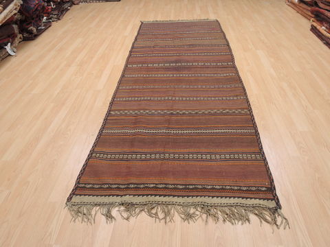 Kilim Brown Runner Flat Woven 37 X 101 Area Rug 100-110378 Image 1