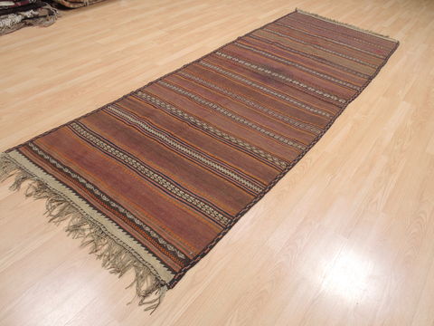 Kilim Brown Runner Flat Woven 37 X 101 Area Rug 100-110378 Image 2
