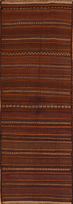 Kilim Brown Runner Flat Woven 37 X 101 Area Rug 100-110378 Image 0