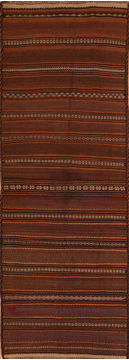 Kilim Brown Runner Flat Woven 3'7" X 10'1"  Area Rug 100-110378