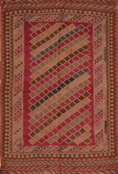 Kilim Red Flat Woven 4'5" X 7'5"  Area Rug 100-110380