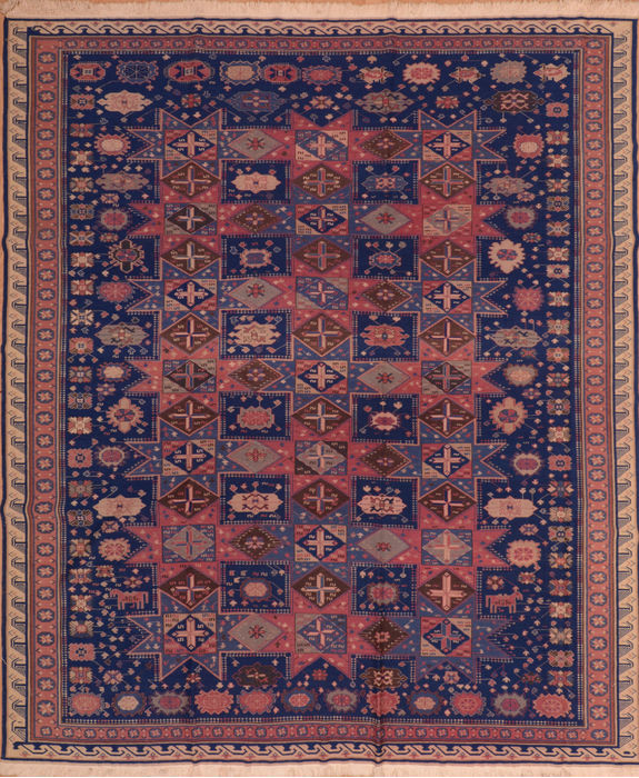 Kilim Blue Square Flat Woven 96 X 112 Area Rug 100-110384 Image 0