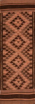 Kilim Brown Runner Flat Woven 3'6" X 10'5"  Area Rug 100-110400