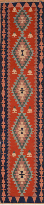 Kilim Red Runner Flat Woven 28 X 114 Area Rug 100-110401 Image 0