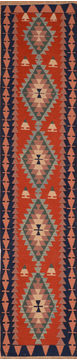Kilim Red Runner Flat Woven 2'8" X 11'4"  Area Rug 100-110401