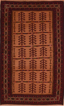 Afghan Kilim Red Rectangle 3x5 ft Wool Carpet 110403
