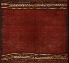 Kilim Red Square Flat Woven 3'8" X 4'0"  Area Rug 100-110404