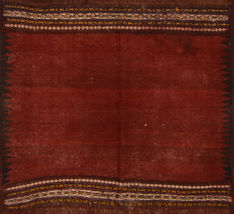 Afghan Kilim Red Square 4 ft and Smaller Wool Carpet 110404