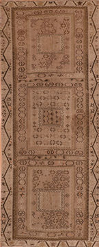 Armenian Kilim Beige Runner 13 to 15 ft Wool Carpet 110410