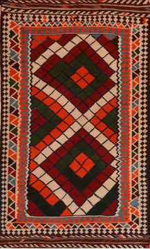 Kilim Red Flat Woven 4'9" X 8'2"  Area Rug 100-110412