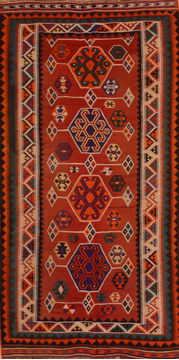 Kilim Red Flat Woven 4'9" X 9'1"  Area Rug 100-110413