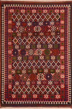 Afghan Kilim Blue Rectangle 6x9 ft Wool Carpet 110416