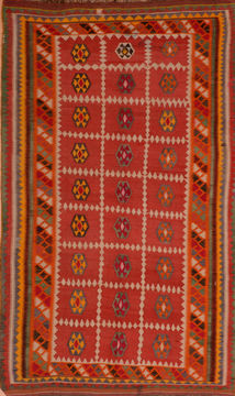 Kilim Red Flat Woven 5'4" X 9'5"  Area Rug 100-110423