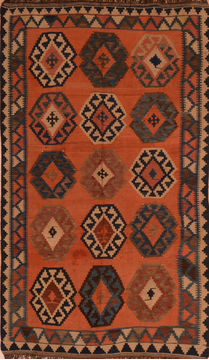 Afghan Kilim Red Rectangle 5x8 ft Wool Carpet 110424