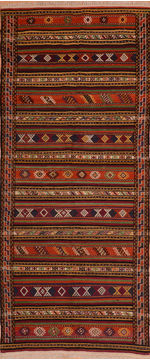Kilim Red Runner Flat Woven 4'8" X 10'4"  Area Rug 100-110425