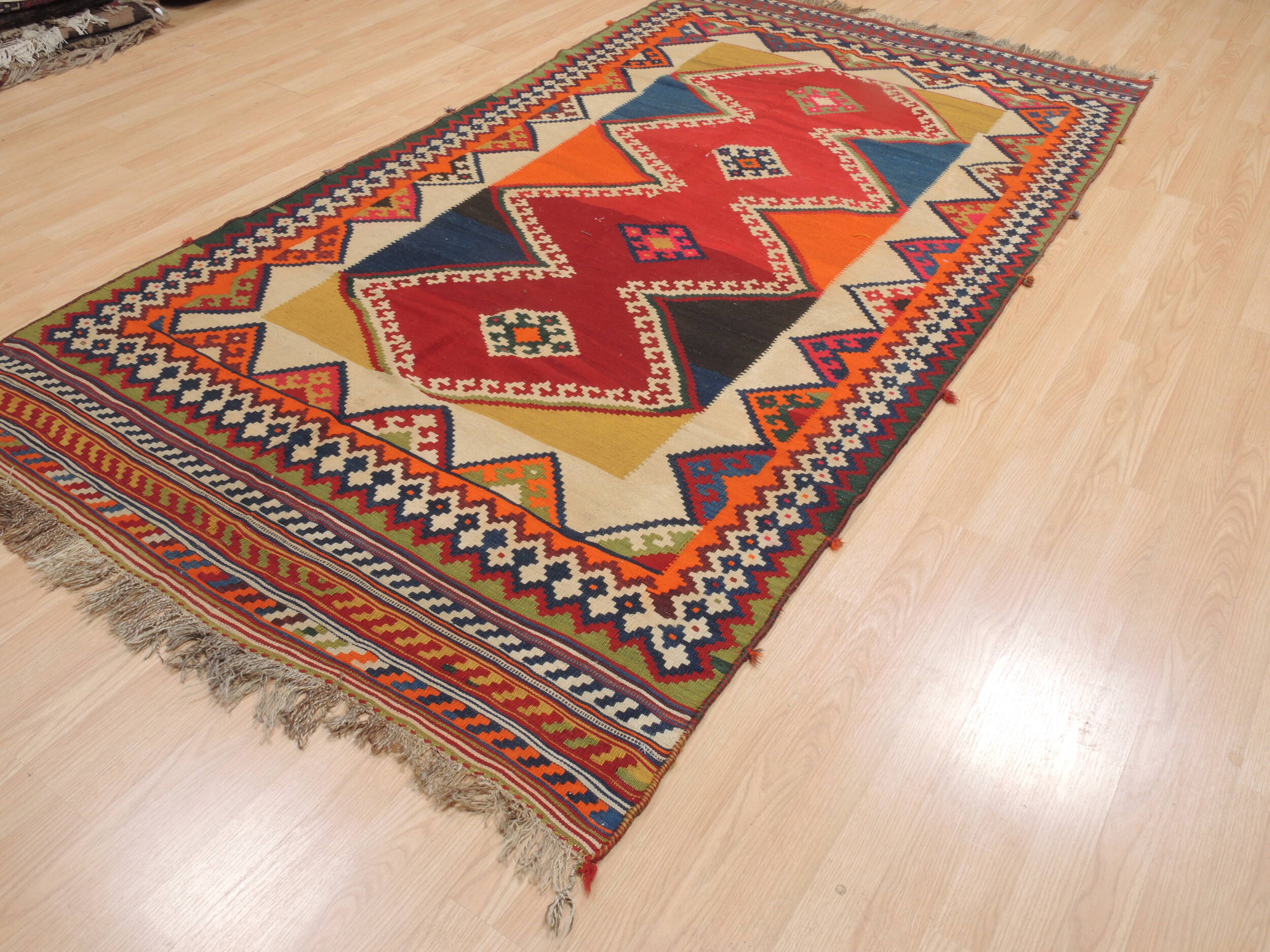 Afghan Kilim Red Rectangle 6x9 ft Wool Carpet 110431 | SKU 110431