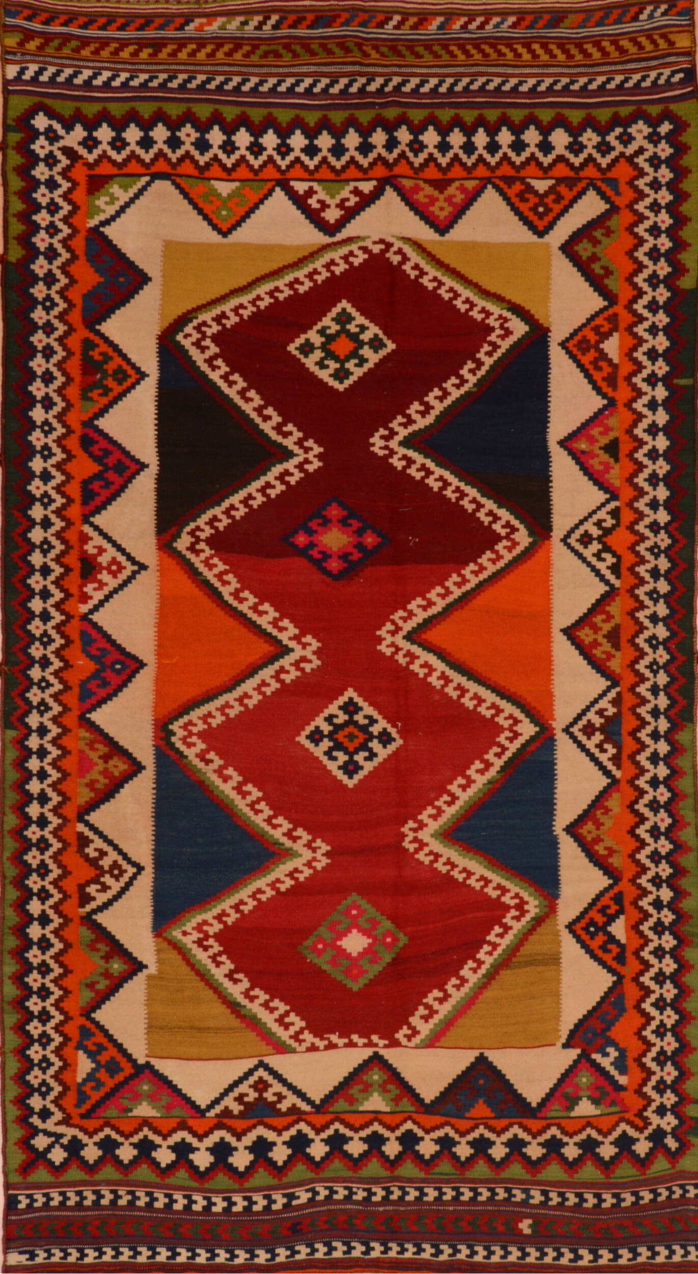 Afghan Kilim Red Rectangle 6x9 ft Wool Carpet 110431 | SKU 110431