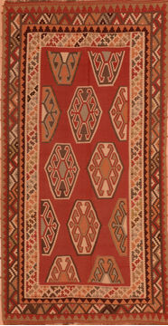 Kilim Red Flat Woven 4'7" X 9'2"  Area Rug 100-110433