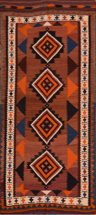 Kilim Brown Runner Flat Woven 44 X 101 Area Rug 100-110438 Image 0