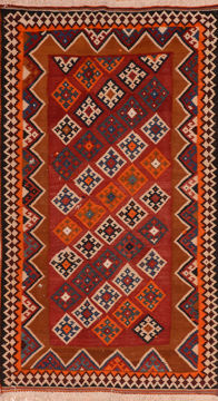 Kilim Red Flat Woven 4'4" X 8'1"  Area Rug 100-110440