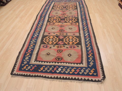 Kilim Blue Runner Flat Woven 43 X 97 Area Rug 100-110448 Image 1