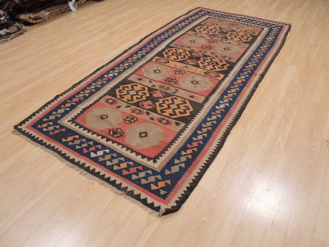 Kilim Blue Runner Flat Woven 43 X 97 Area Rug 100-110448 Image 2