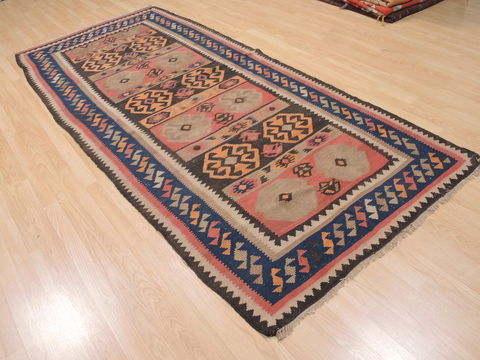 Kilim Blue Runner Flat Woven 43 X 97 Area Rug 100-110448 Image 3