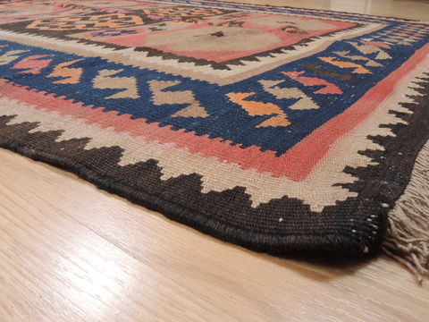 Kilim Blue Runner Flat Woven 43 X 97 Area Rug 100-110448 Image 4