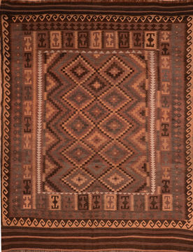 Afghan Kilim Beige Rectangle 8x11 ft Wool Carpet 110451