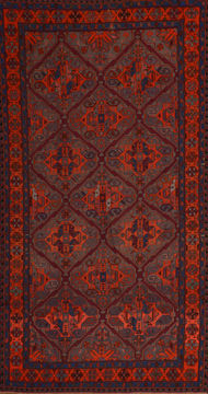 Afghan Kilim Blue Rectangle 9x13 ft Wool Carpet 110452